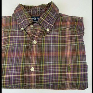 Ralph Lauren Classic Fit Mens L/S Button-Down Shirt Multi-Color Check Plaid 16/L